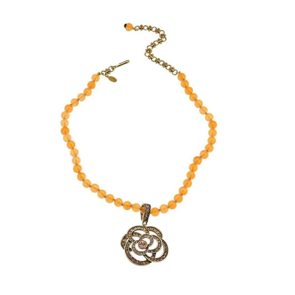 Heidi Daus "Floral Romance" Golden Shadow Enhancer Beaded Necklace